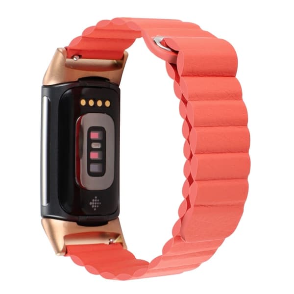 Fitbit Charge 5 urrem i ægte læder - Orange