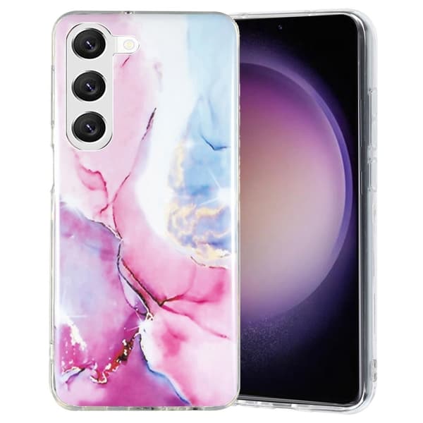 Marble Samsung Galaxy S23 Plus Etui - Rosa / Blå