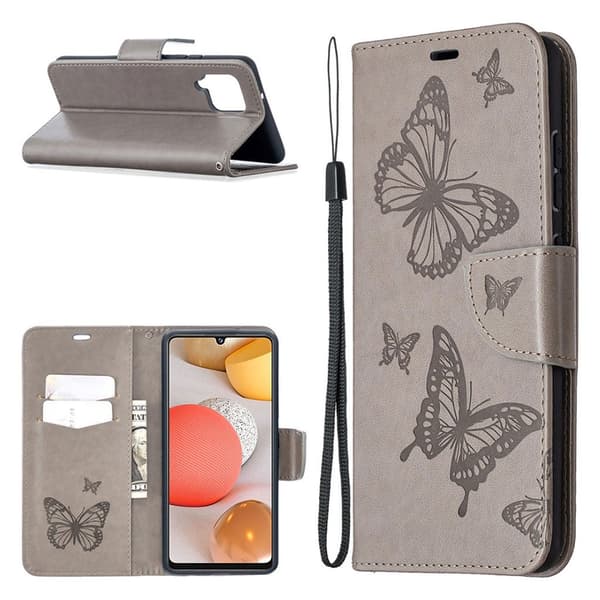 Butterfly Samsung Galaxy A42 5G Flippetui - Grå