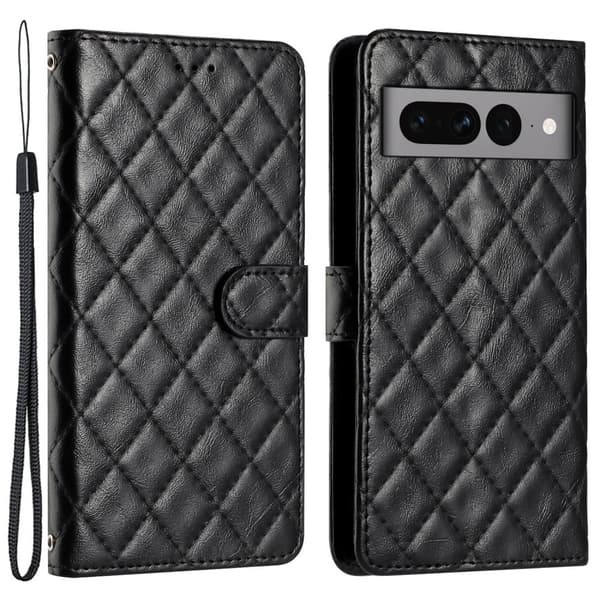 Toimiva rombinen lompakkokotelo Google Pixel 7 Pro - Musta