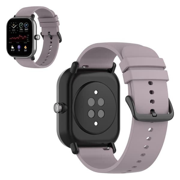 20 mm enkel silikoneurrem til Amazfit-ur - Violet / Sort Spænde