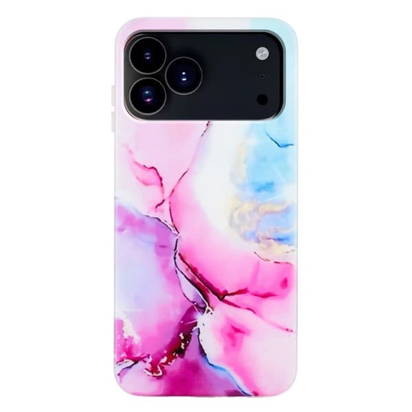 Marble design iPhone 17 Pro Max cover - Lyserød / Blå