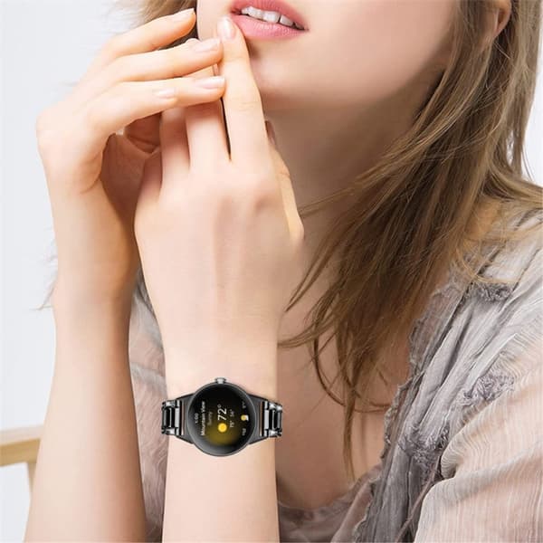 Google Pixel Watch rhinestone-dekor i resin-stil urrem i rustfrit stål - Sort