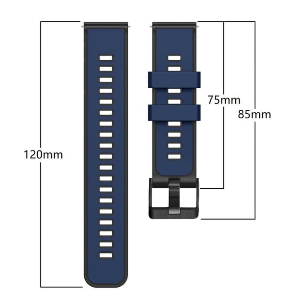 20 mm universal silikonerem i to farver - Mørkeblå / Sort