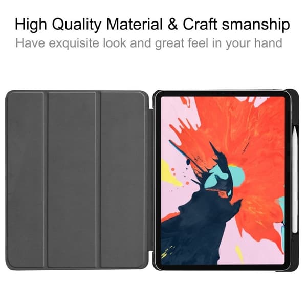 iPad Pro 12.9 inch (2018) vikbart syntetläder skyddsfodral - Svart