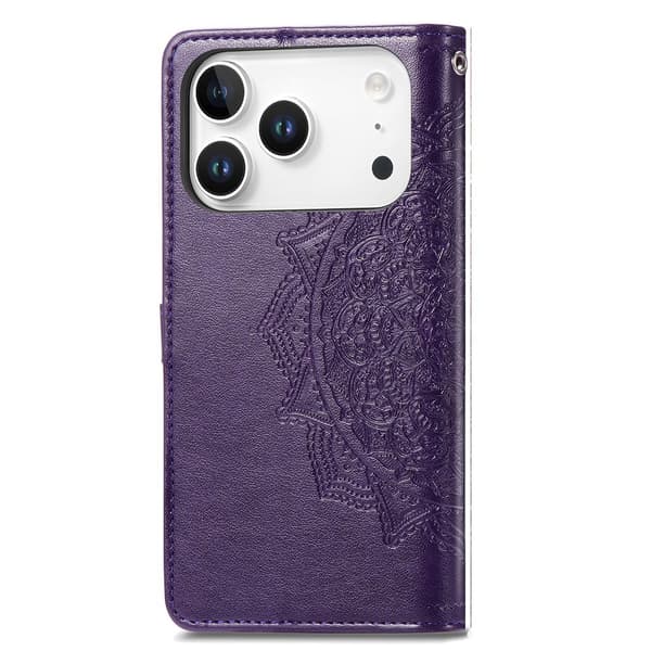 Mandala iPhone 17 Pro Max etui i lær - Lilla