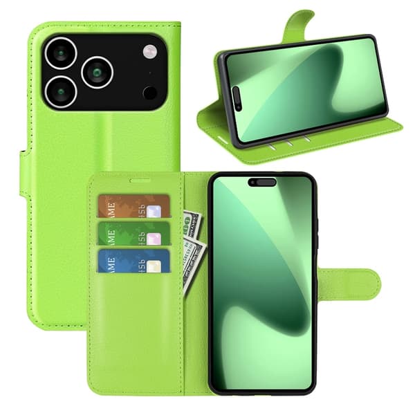 Klassisk iPhone 17 Pro Max flip etui - Grøn