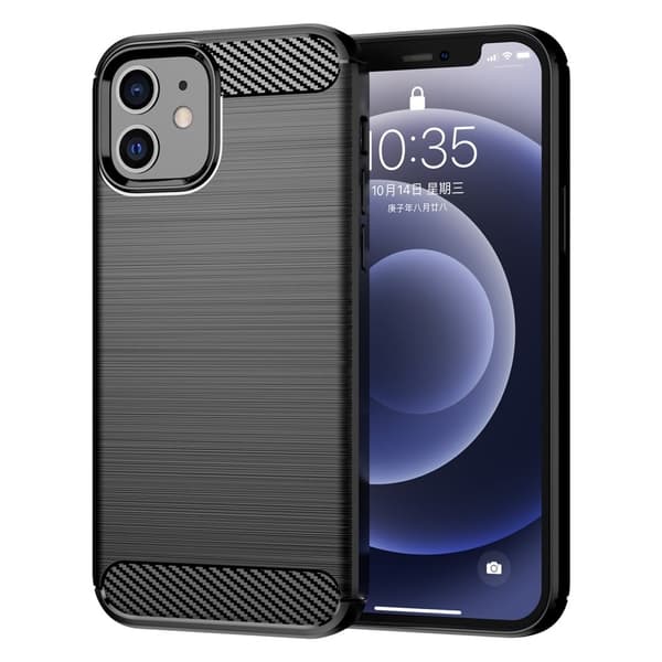 Carbon Flex Suojakotelo iPhone 12 / 12 Pro - Musta