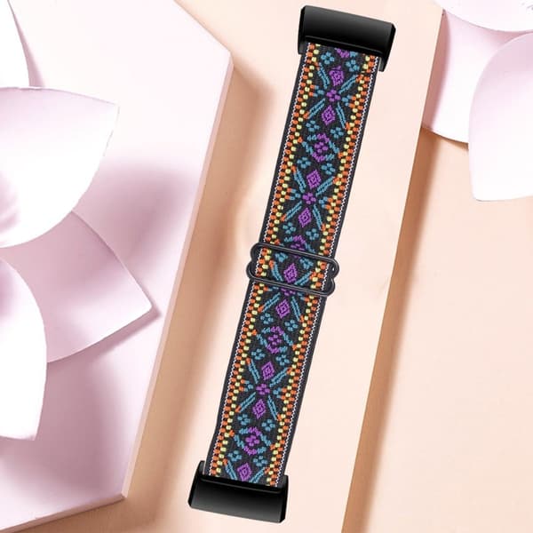 Fitbit Charge 4 / 3 elastisk nylonrem med mønster - Etnisk
