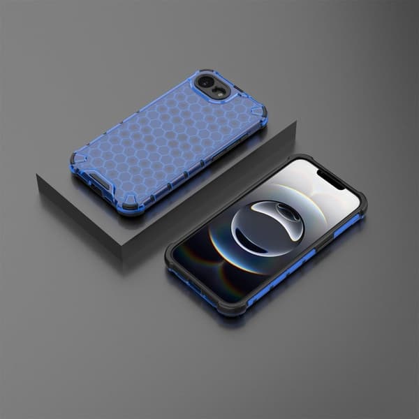 iPhone 16e Fodral PC + Flexibelt mobilskal Honeycomb Shape - Blå