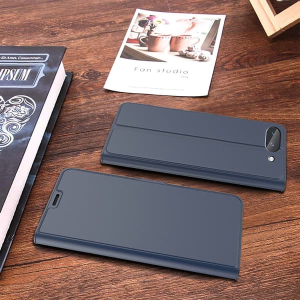 Glatt og tynt premium PU-skinnetui for Google Pixel 10a - Blå