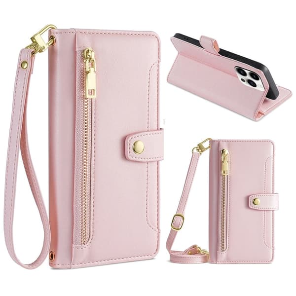 iPhone 15 Pro Max plånboksfodral i veganskt läder - Rosa