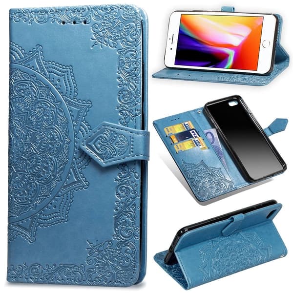 Mandala iPhone SE 2020 / iPhone SE (2022) / iPhone 7 etui i lær - Blå