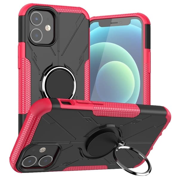 Kickstand-skydd med magnetisk platta för iPhone 12 Mini - Ros
