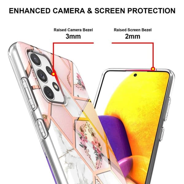 Marmordesign Samsung Galaxy A72 5G deksel - Rosa Marmor / Blomst