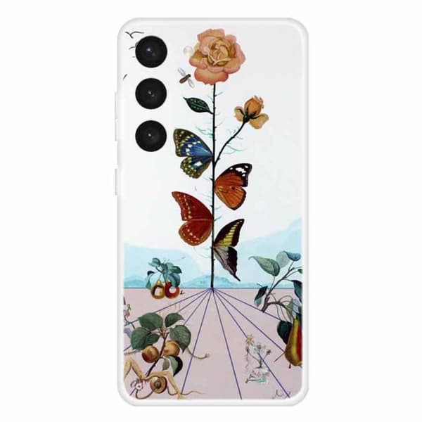 Deco Samsung Galaxy S23 Etui - Sommerfugl Blomst