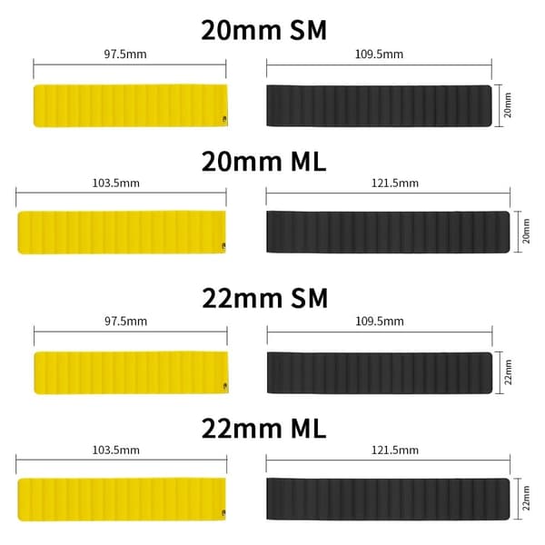 22 mm universal urrem i silikone - Sort Størrelse: L