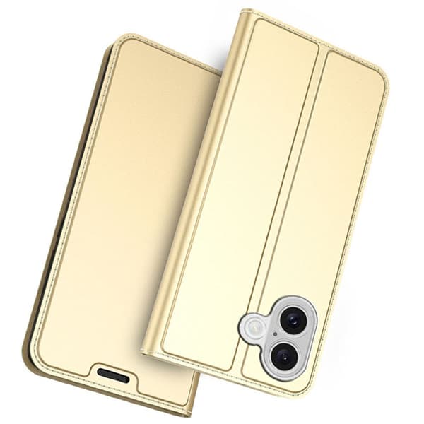 Glat og tyndt premium iPhone 17 læderetui - Guld