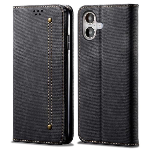 Jeans iPhone 17 flip etui - Svart