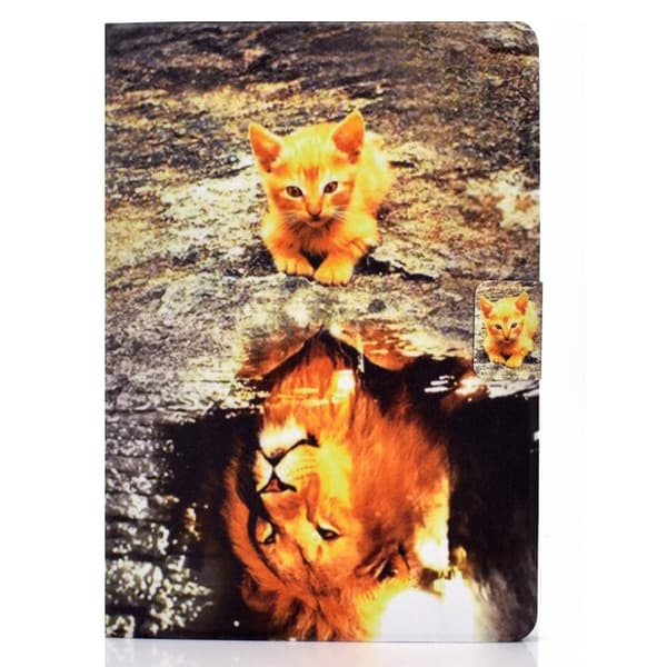 Amazon Fire 7 (2022) läderfodral med coolt mönster - Katt / Lejon