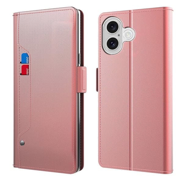 iPhone 17 etui med makeup-spejl i smart design - Rødguld