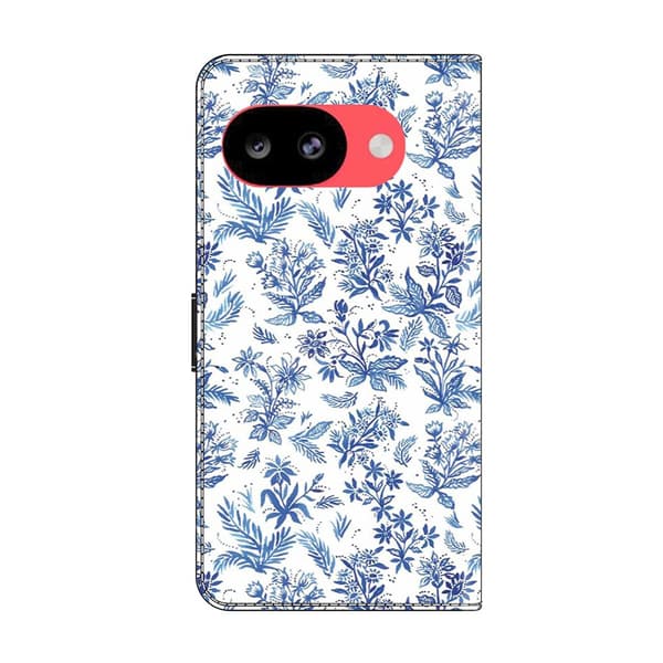 Plånboksfodral för Google Pixel 10a med mönstertryck i veganskt läder och utfällbart stativ - Blomsterfält