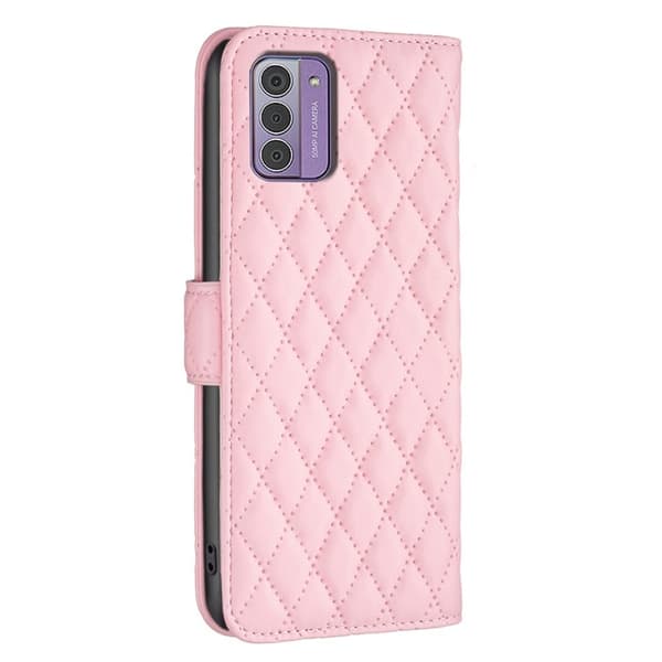 Rhombus mat Nokia G42 flip etui - Pink