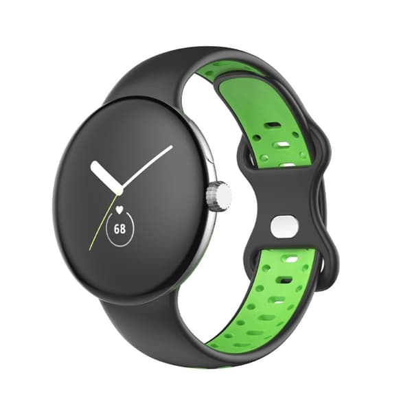 Google Pixel Watch urrem i silikone med to farver - Sort / Sort