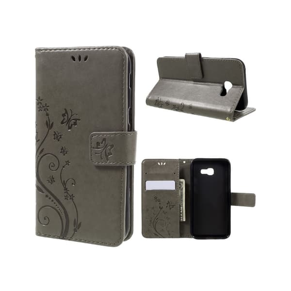 Butterfly läder Samsung Galaxy A5 (2017) fodral - Silver/Grå