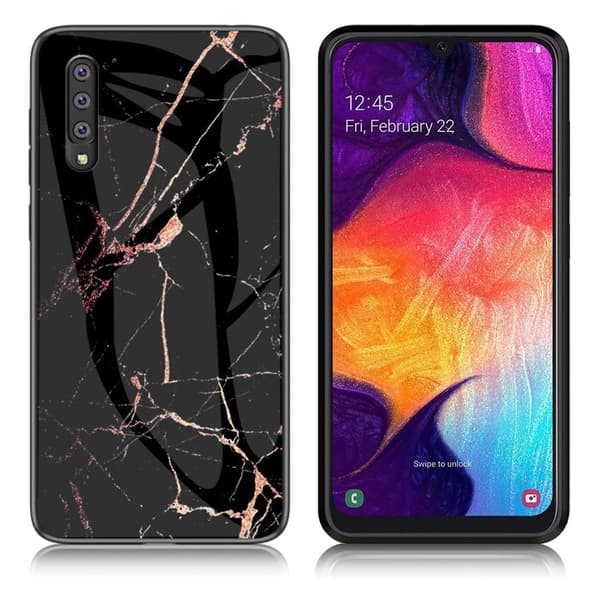 Fantasy Marble Samsung Galaxy A50 cover - Sort / Guld