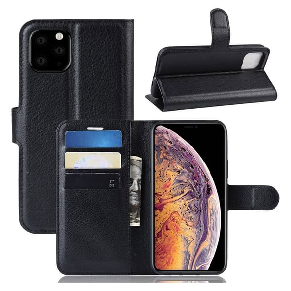 Alpha iPhone 11 Pro Max læder flip etui - Sort