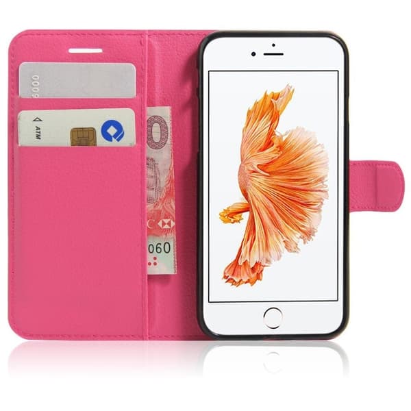 Laudrup Litchi Läderfodral för iPhone 7 / 8 - Varm Rosa