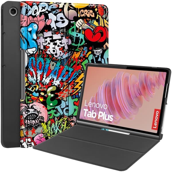 Lenovo Tab Plus Standfodral Mönster Tryck Läder Tablet Cover - Graffiti