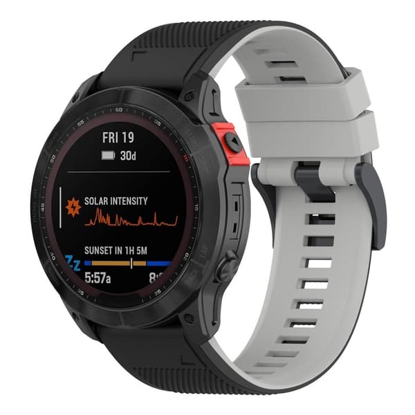 26 mm tofarvet tekstureret silikoneurrem til Garmin-ur - Sort / Grå