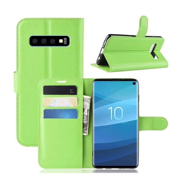 Samsung Galaxy S10 litchi läderfodral - Grön