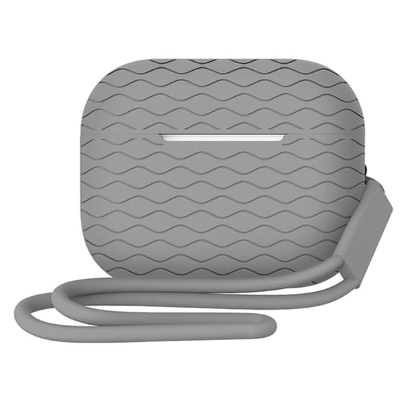 AirPods Pro 2 silikonetui med bølgetextur og stropp - Grå