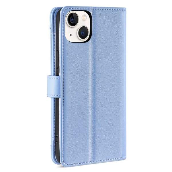 iPhone 15 plånboksfodral i veganskt läder - Blå