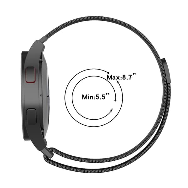 20 mm universal klokkerem i rustfritt stål - Svart