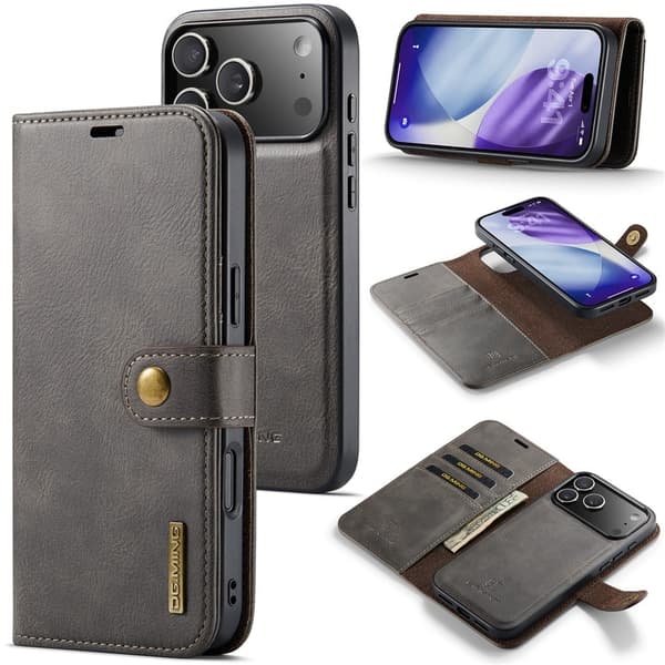 DG.MING iPhone 17 Pro 2-i-1 etui med pung - Grå