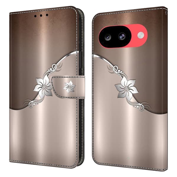 Wonderland Google Pixel 10a flip etui - Sølvblomst