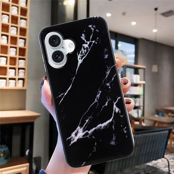 Marmordesign iPhone 17 deksel - Svart