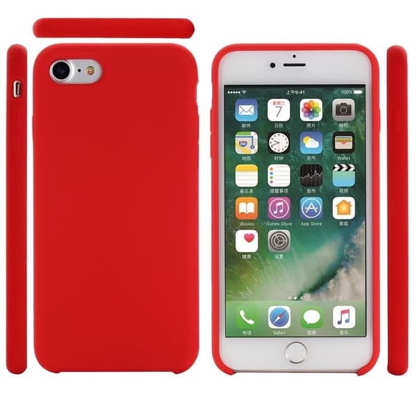 Edge Wrapped Liquid Silicone Phone Protection Case Cellphone Shell til iPhone 7/8/SE (2020)/SE (2022) - Rød