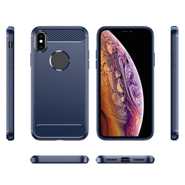 Carbon Flex Etui iPhone Xs Max - Blå