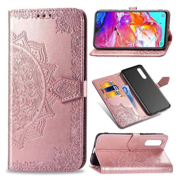 Mandala Samsung Galaxy A70 Flip etui - Rødguld