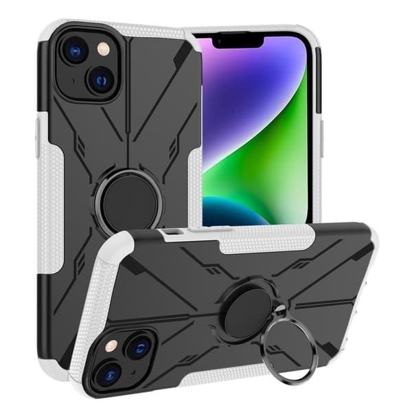 Kickstand-deksel med magnetisk ark for iPhone 14 Plus - Hvit