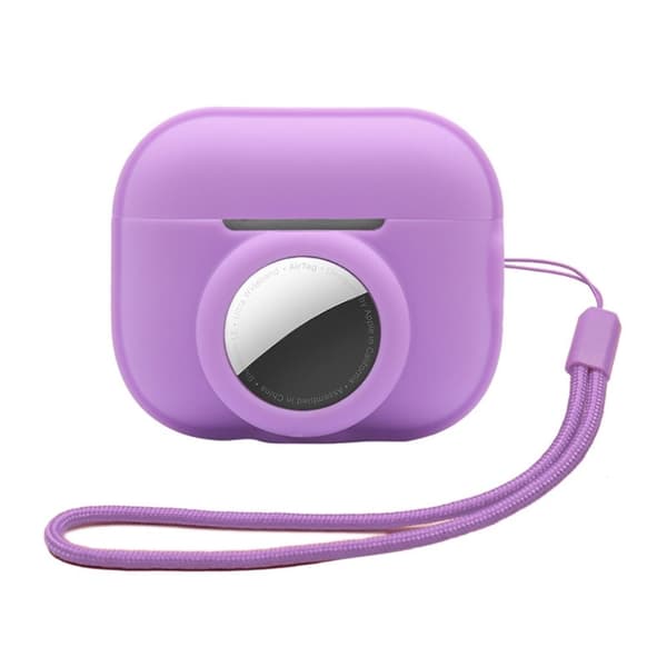 AirPods Pro 2 / AirTags silikonetui med stropp - Lilla