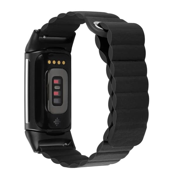 Fitbit Charge 5 aito nahkakellon hihna - Musta