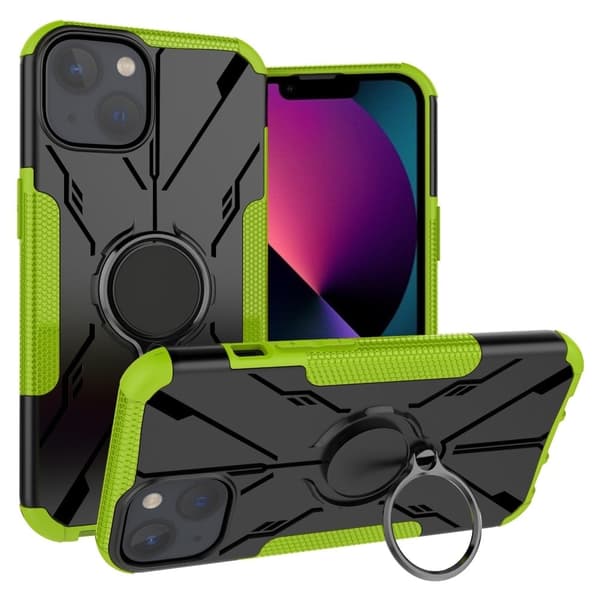 iPhone 13 mini 5,4 tommer Ring Kickstand Design Bumpresistent and Flexible 2-i-1 telefonbagcover Drop Resistant Protective Case - Grøn