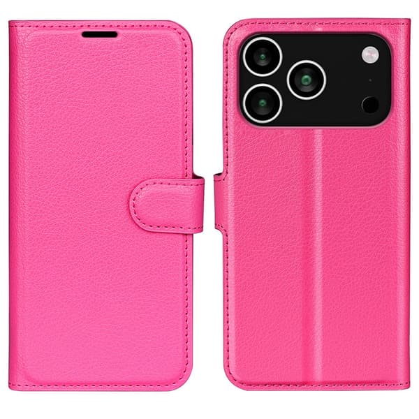 Classic iPhone 17 Pro Max flip etui - Rosarød