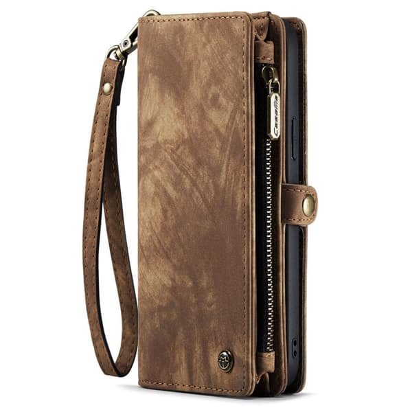 CaseMe iPhone 14 Pro Zipper Lompakko - Ruskea